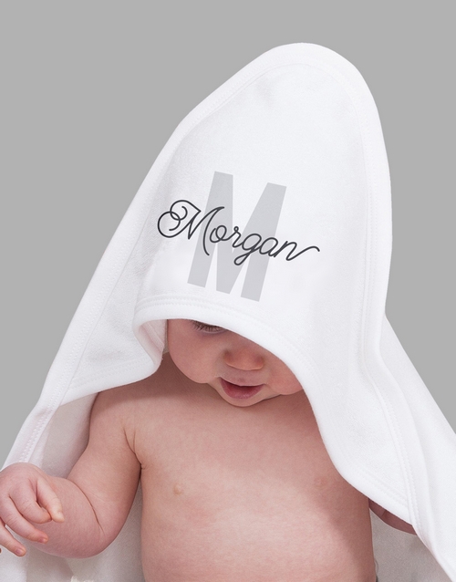 baby Personalised Name & Initial Hooded Towel