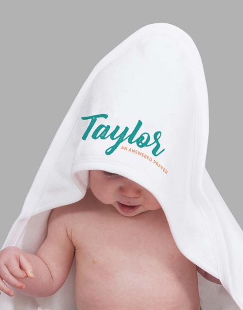 baby Personalised Name And Message Hooded Towel