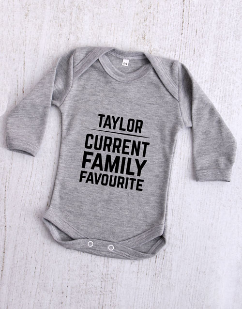 baby Personalised Current Family Favourite Onesie