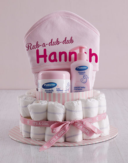 baby Personalised Girl Bath Time Nappy Cake