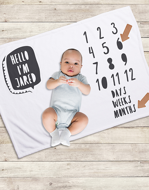 baby Personalised Hello Milestone Blanket
