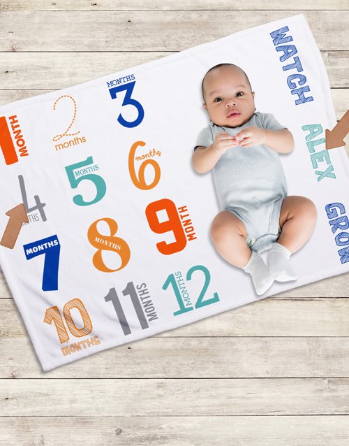 baby Personalised Colourfull Milestone Blanket