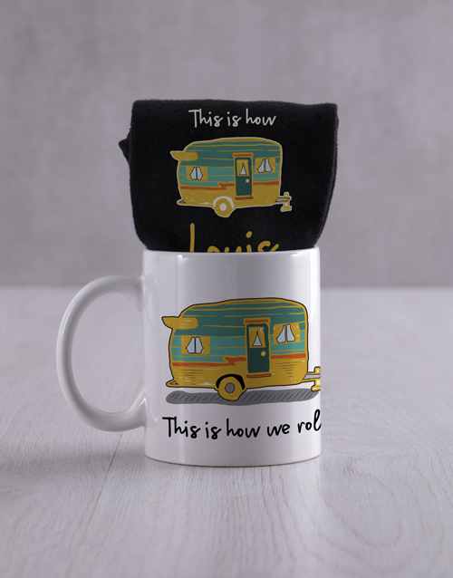 fathers-day Personalised How We Roll Socks And Mug
