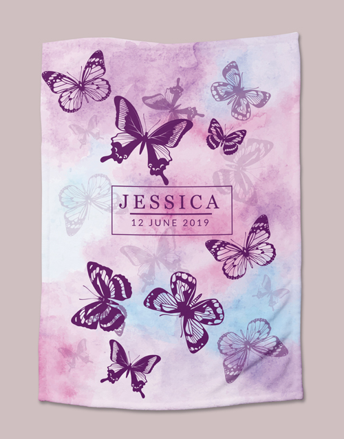 baby Personalised Watercolour Butterfly Bed Set