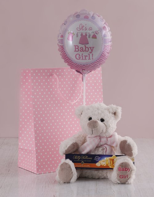 balloon Its a Girl Teddy and Nougat Gift Hamper