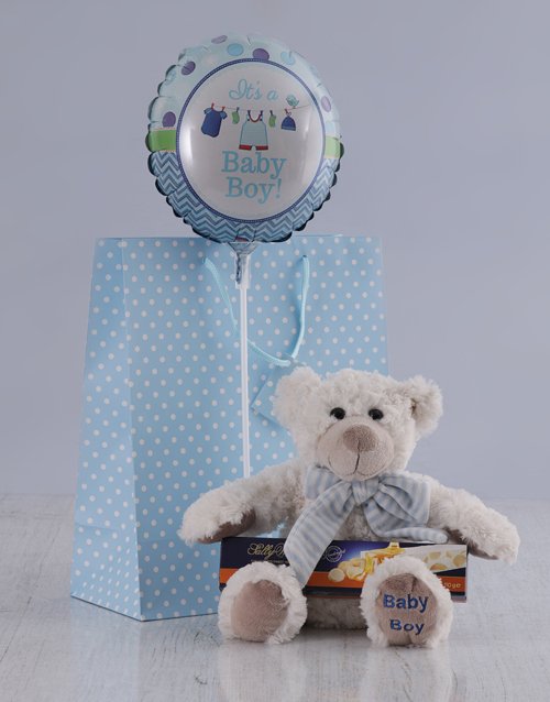 baby Its a Boy Teddy and Nougat Hamper