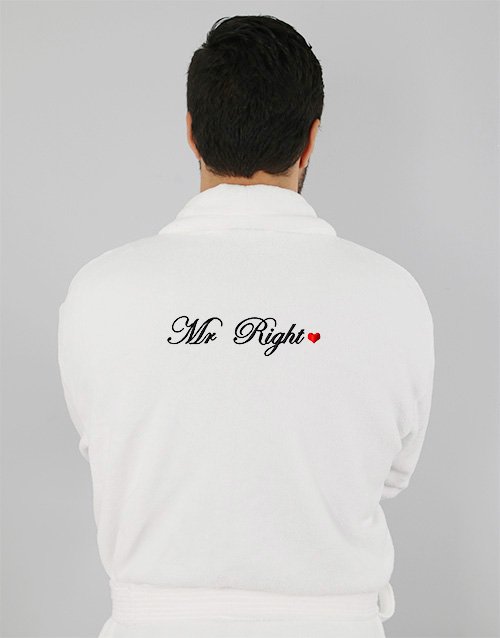 fathers-day Mr Right White Fleece Gown
