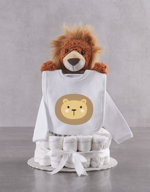 baby Lion And Clothing Nappy Cake