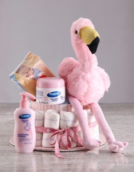 baby Pink Flamingo Nappy Cake