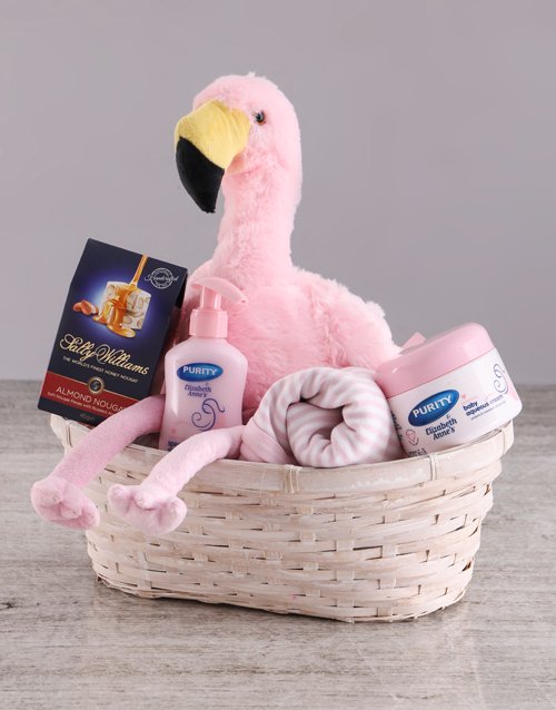 baby Baby Girl Flamingo Gift Basket