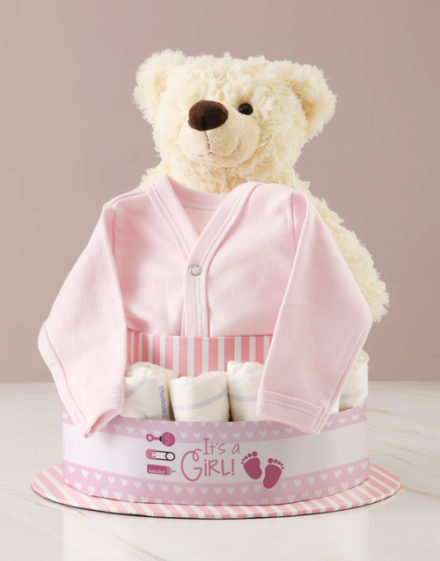 baby Its A Girl Teddy And Clothing Nappy Cake