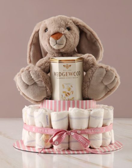 baby Yummy Bunny Pink Nappy Cake