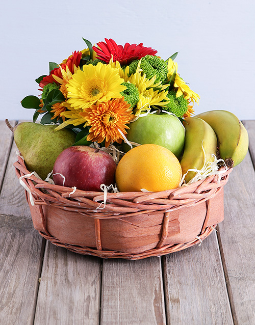 birthday Quaint Fruit and Flower Basket