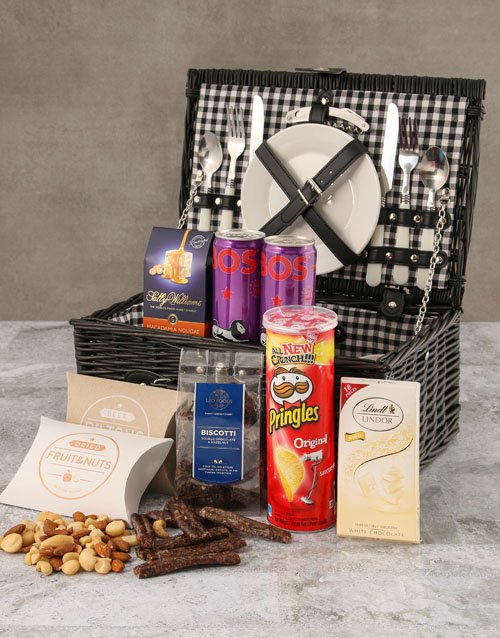 birthday Two Person Black Willow Picnic Basket