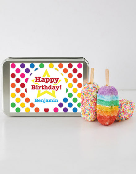 birthday Birthday Cakes on a Stick in a Personalised Tin