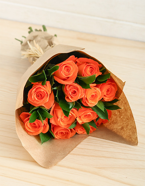 roses Orange Roses in Craft Paper
