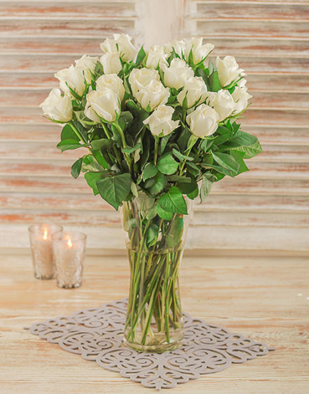 roses White Roses in a Glass Vase