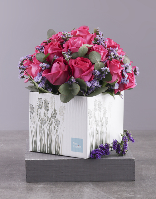 Lovely Cerise Rose Gift Box
