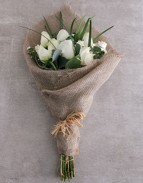 Dazzling White Rose Bouquet