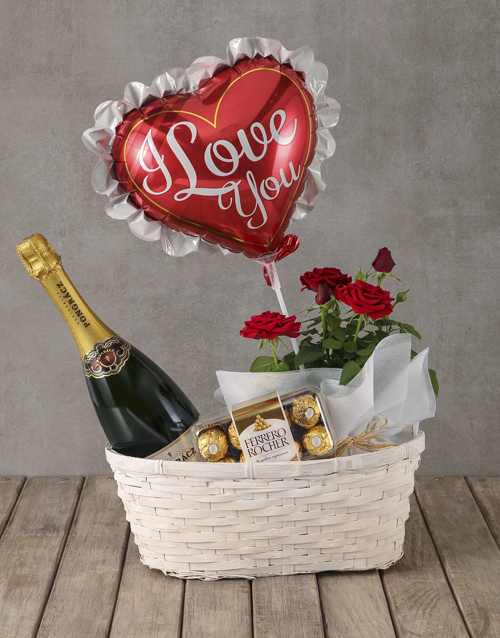 roses Romantic Red Rose Bush Hamper