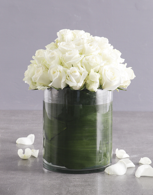 Pure White Rose Arrangement