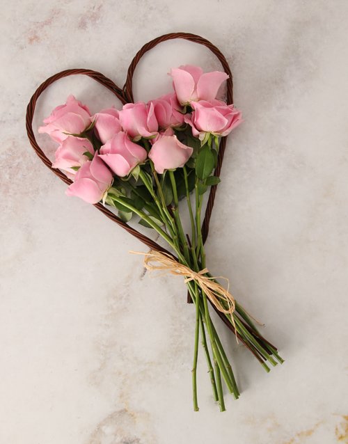 roses Pink Heart Bouquet