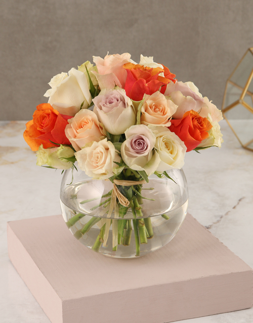 roses Mixed Pastel Rose Arrangement