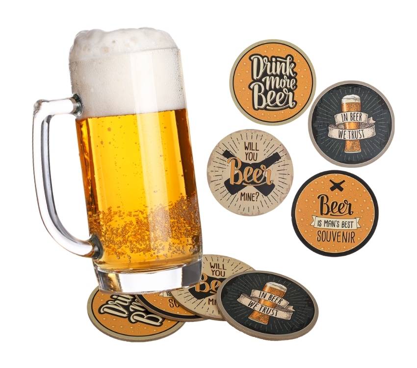 Beer Themed Wooden Coasters (Set of 4)