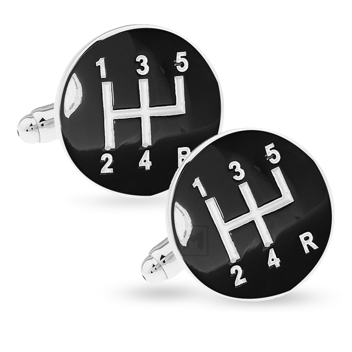 Manual Car Transmission Gear Cufflinks Set (Black)