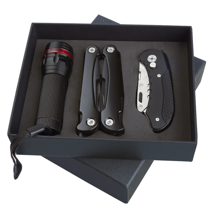 Survival Tool Gift Set (Multi-tool, Utility Knife and Torch)