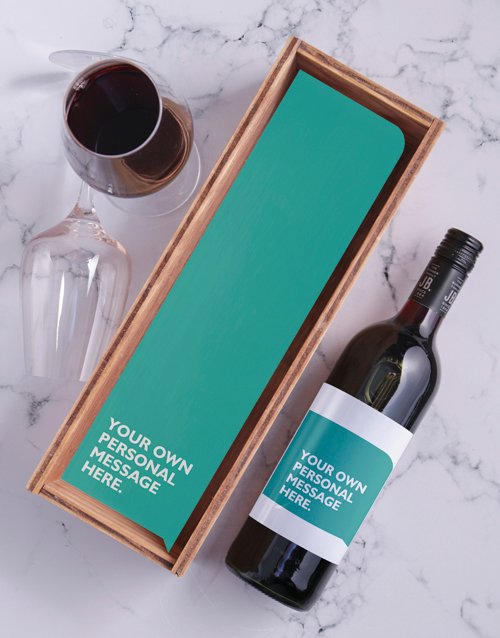 Turquoise Personalised Wine and Crate