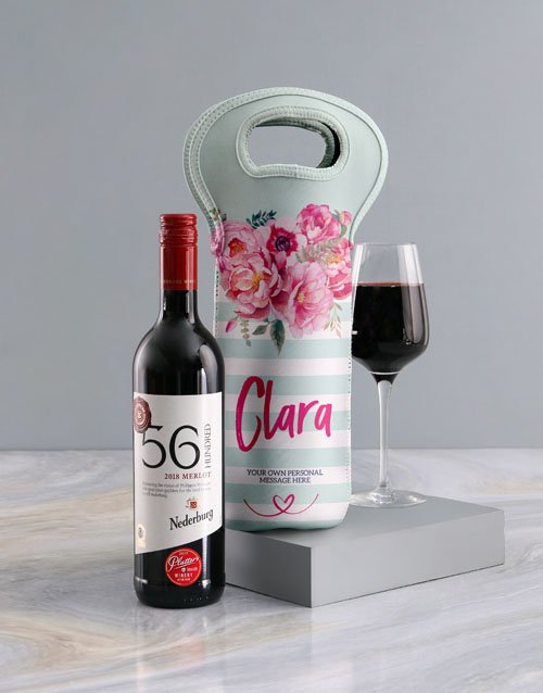 Personalised Floral Wine Carrier