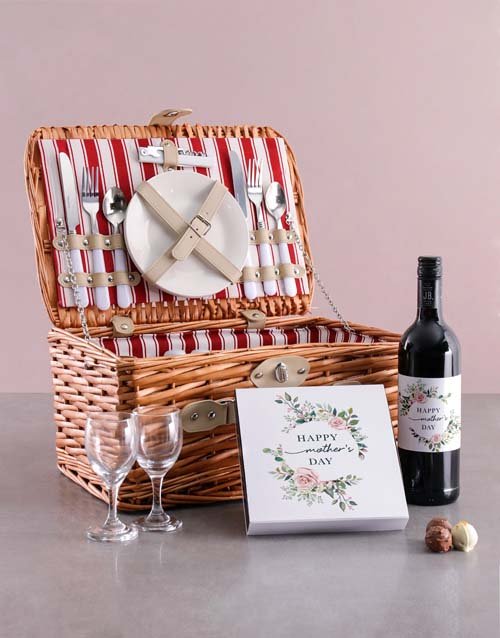Mothers Day Wine And Chocolate Combo In Basket