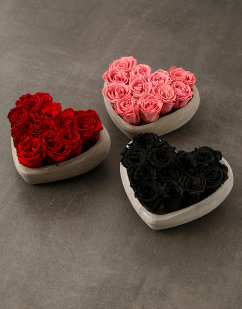 Heart Of Preserved Black Roses