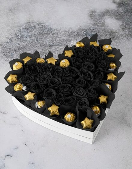 I Heart You Preserved Black Roses