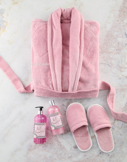 Personalised Vintage Pink Gown and Bath Set