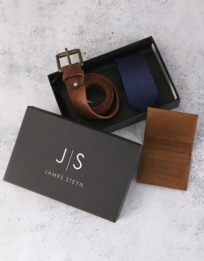 Personalised Classic Wallet And Tie Set