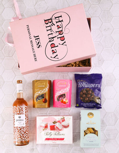 Personalised Pink Happy Birthday Gourmet Gift