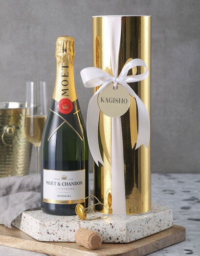 Personalised Glitter Gold Moet Gift Box