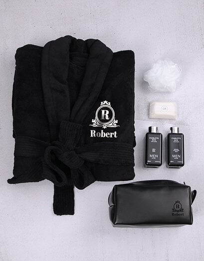 Personalised Royal Black Bath Set