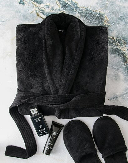 Black Gown and Charlotte Rhys Mens Bath Set