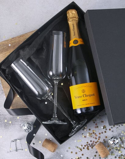 Veuve Yellow Label Glassware Gift Box