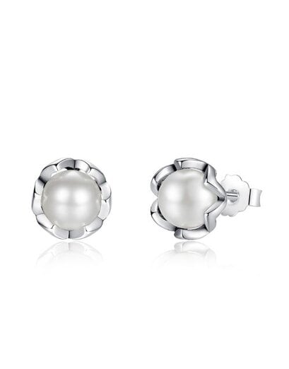 Pearl Flowers Silver Studs